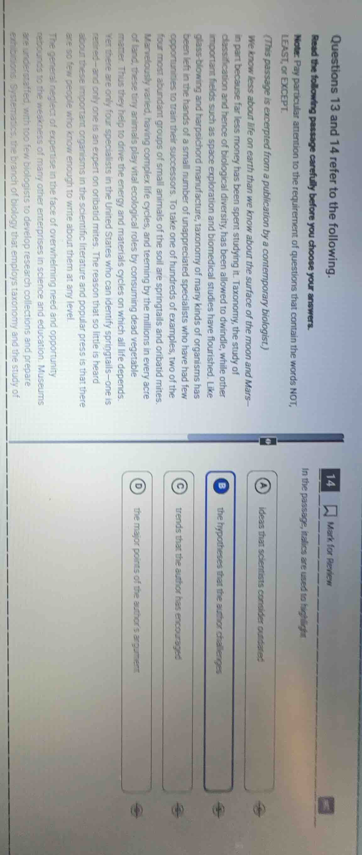 questions 13 and 14 refer to the following.read the following passage c…