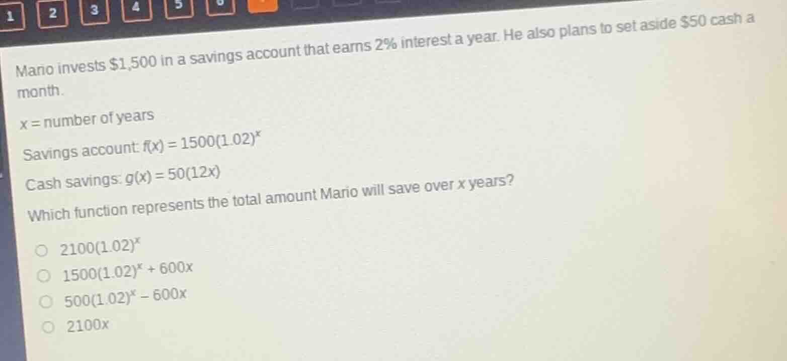 mario invests $1,500 in a savings account that earns 2% interest a year…