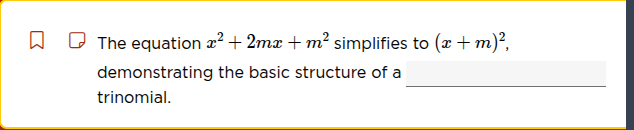 the equation $x^{2}+2mx+m^{2}$ simplifies to $(x+m)^{2}$, demonstrating…