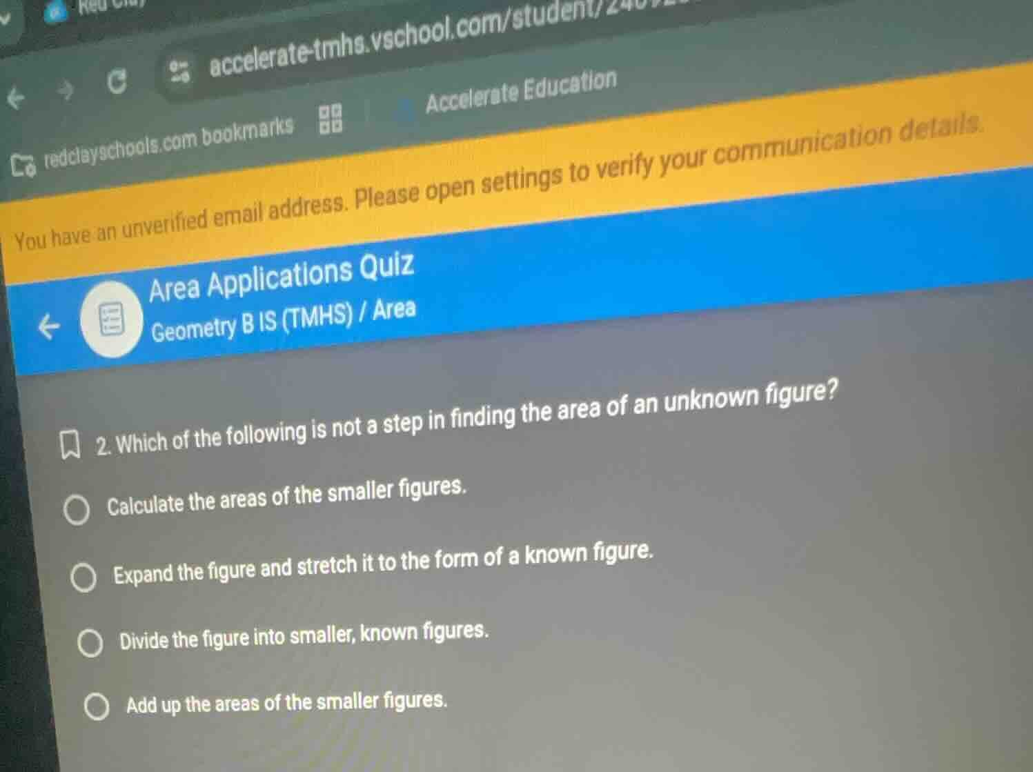 area applications quiz geometry b is (tmhs) / area 2. which of the foll…