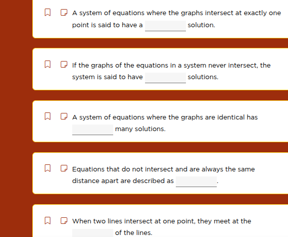 1. a system of equations where the graphs intersect at exactly one poin…