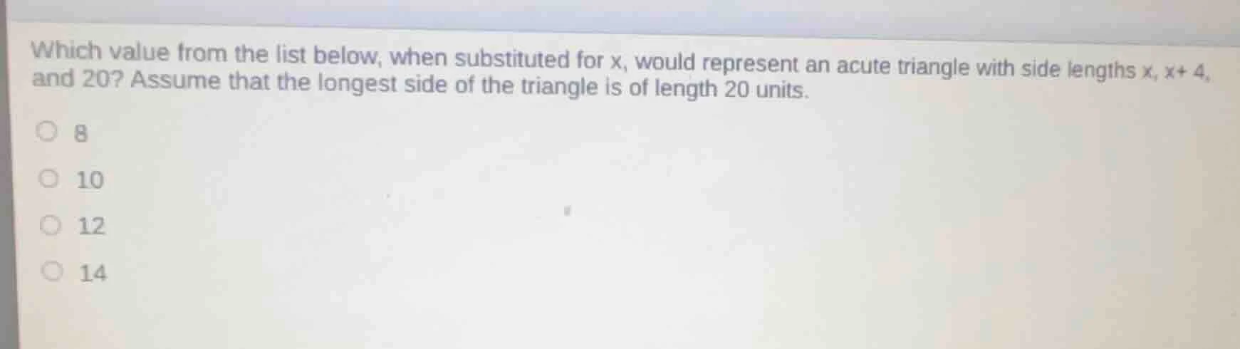 which value from the list below, when substituted for x, would represen…