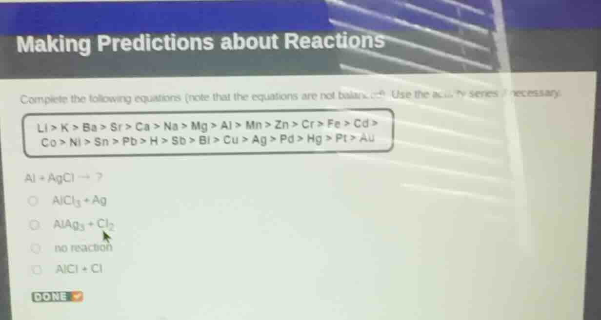 making predictions about reactions complete the following equations (no…