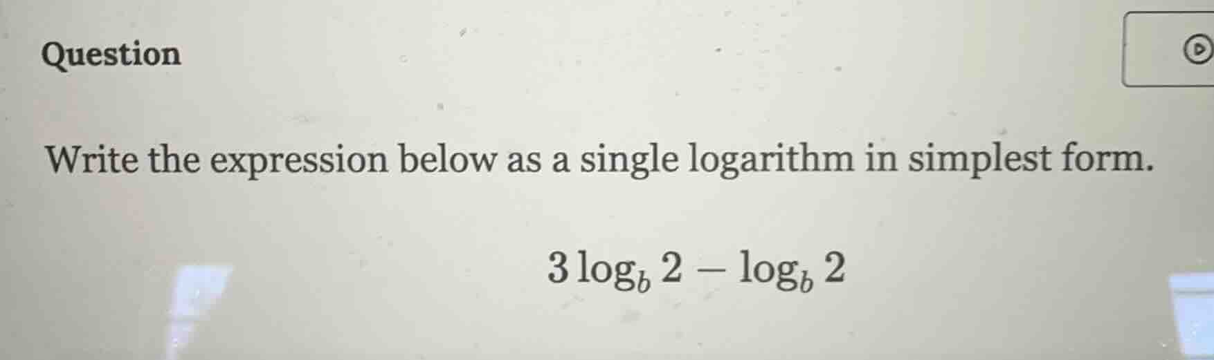question write the expression below as a single logarithm in simplest f…