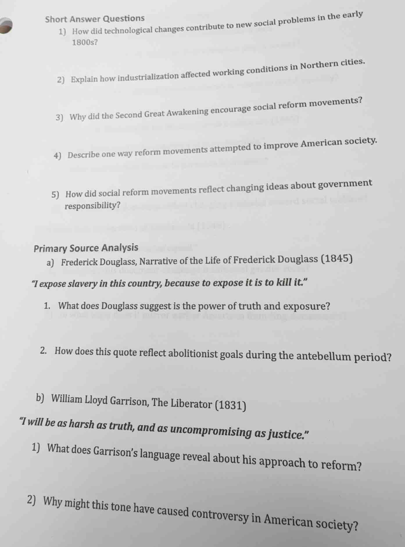 short answer questions 1) how did technological changes contribute to n…