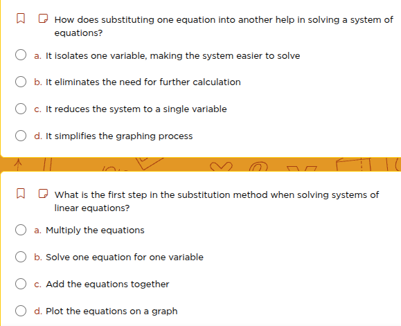 1. how does substituting one equation into another help in solving a sy…