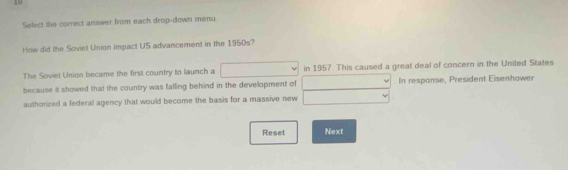 10 select the correct answer from each drop-down menu how did the sovie…