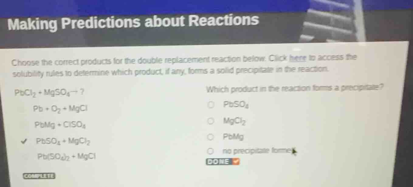 making predictions about reactions choose the correct products for the …