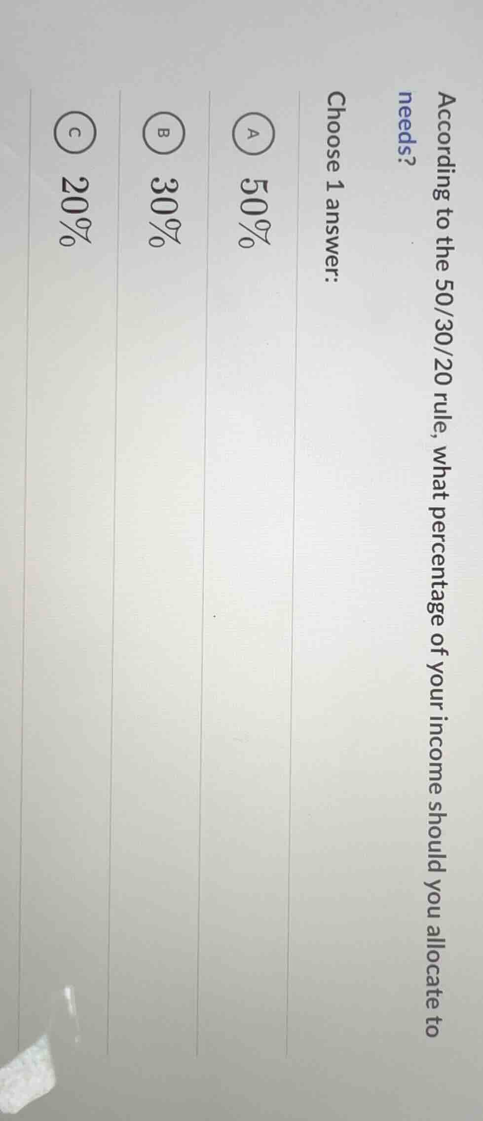 according to the 50/30/20 rule, what percentage of your income should y…