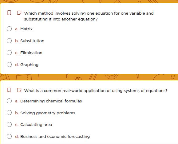 which method involves solving one equation for one variable and substit…