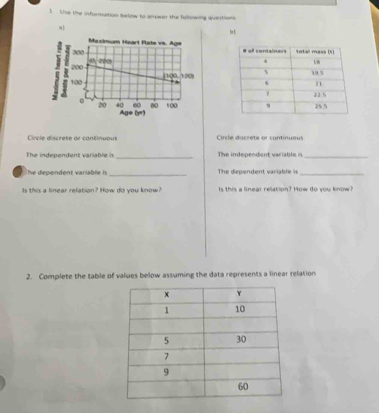 1. use the information below to answer the following questions. a) circ…