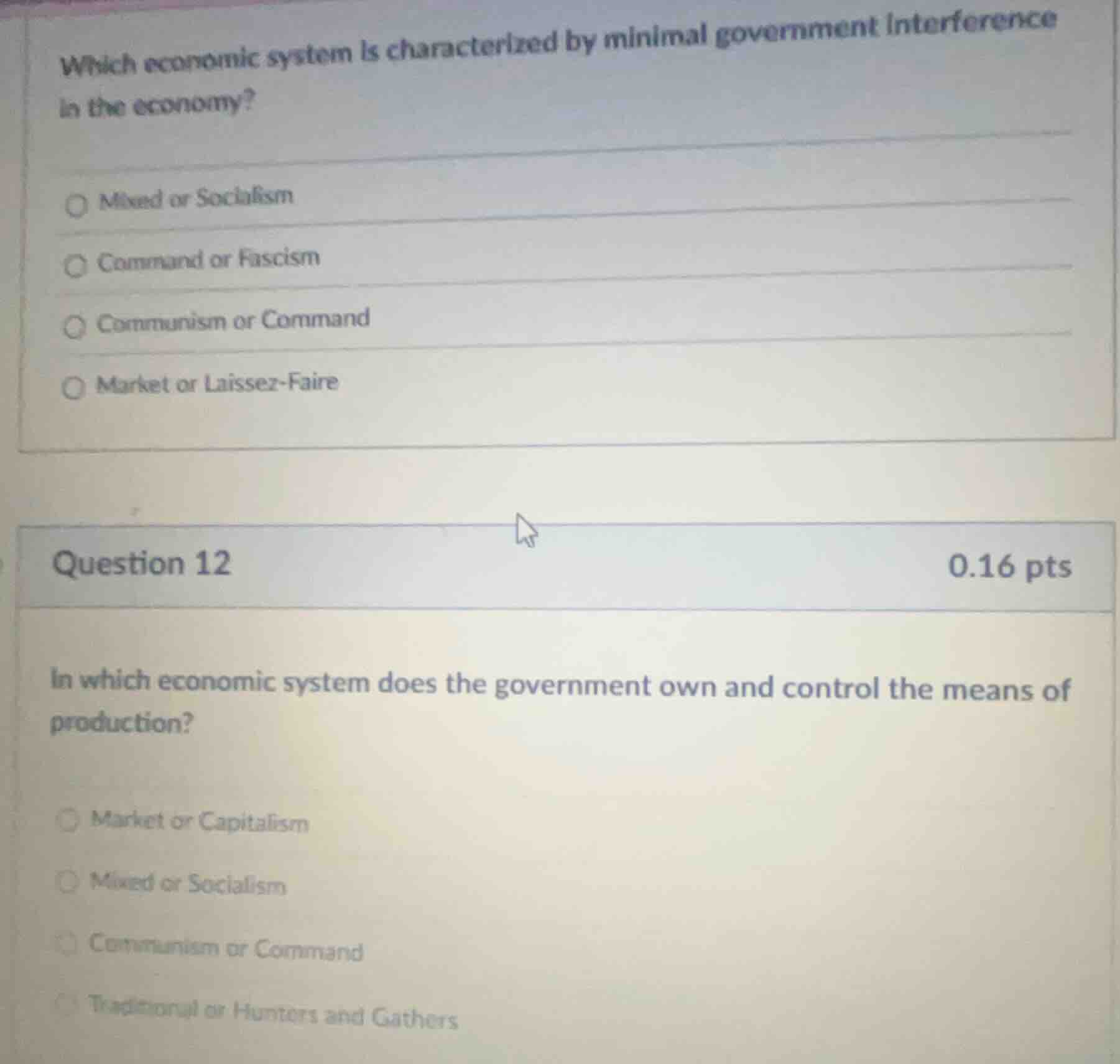 which economic system is characterized by minimal government interferen…