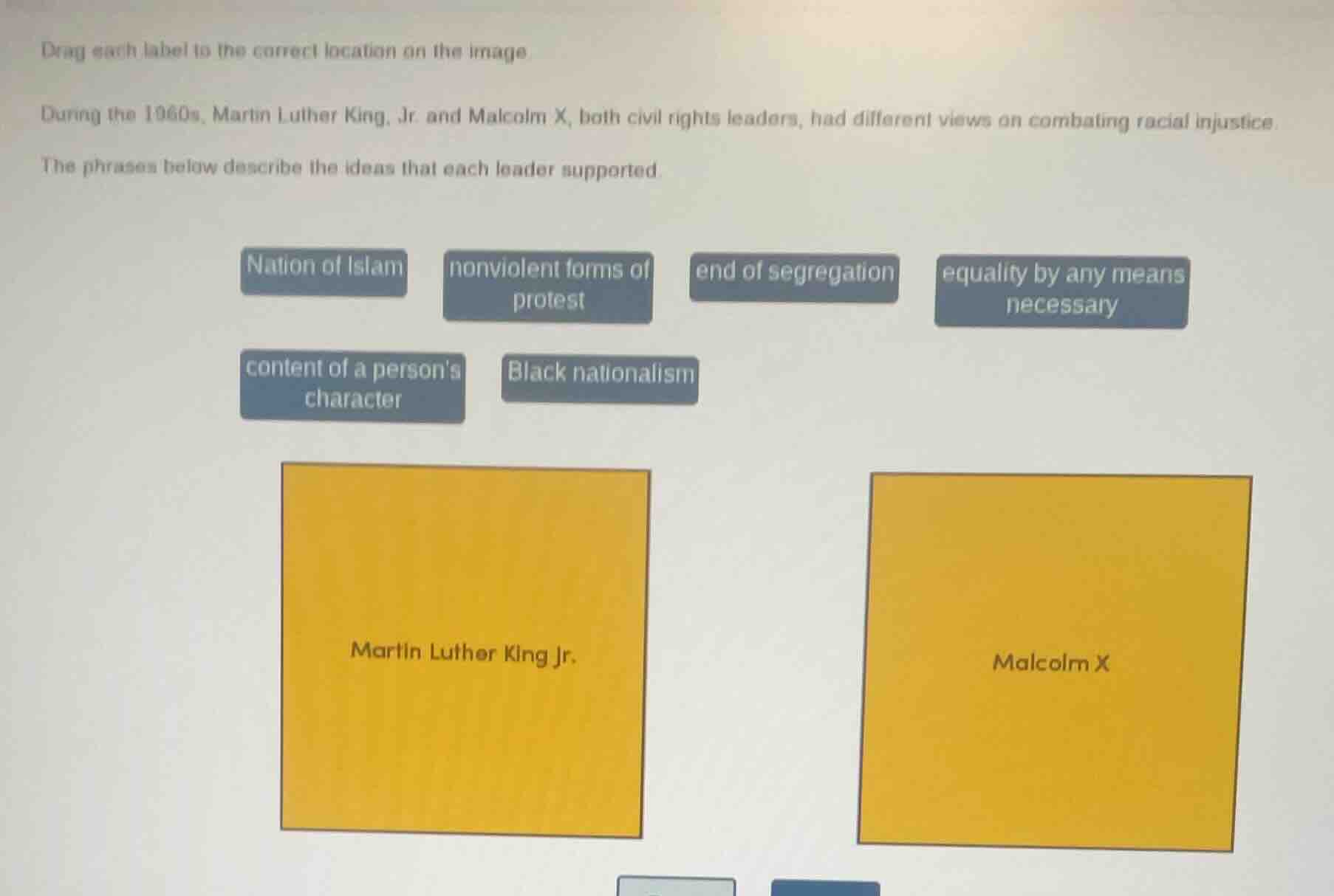 drag each label to the correct location on the image during the 1960s, …
