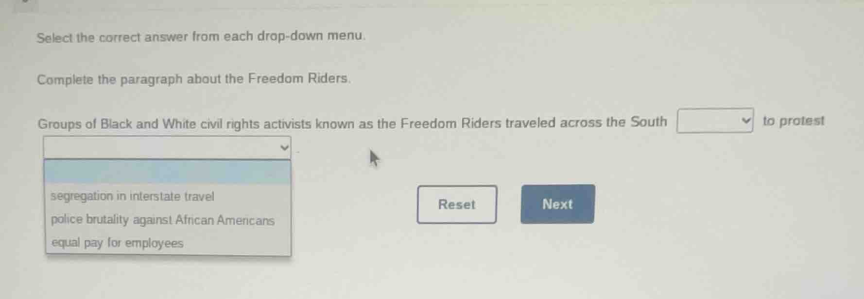 select the correct answer from each drop-down menu. complete the paragr…