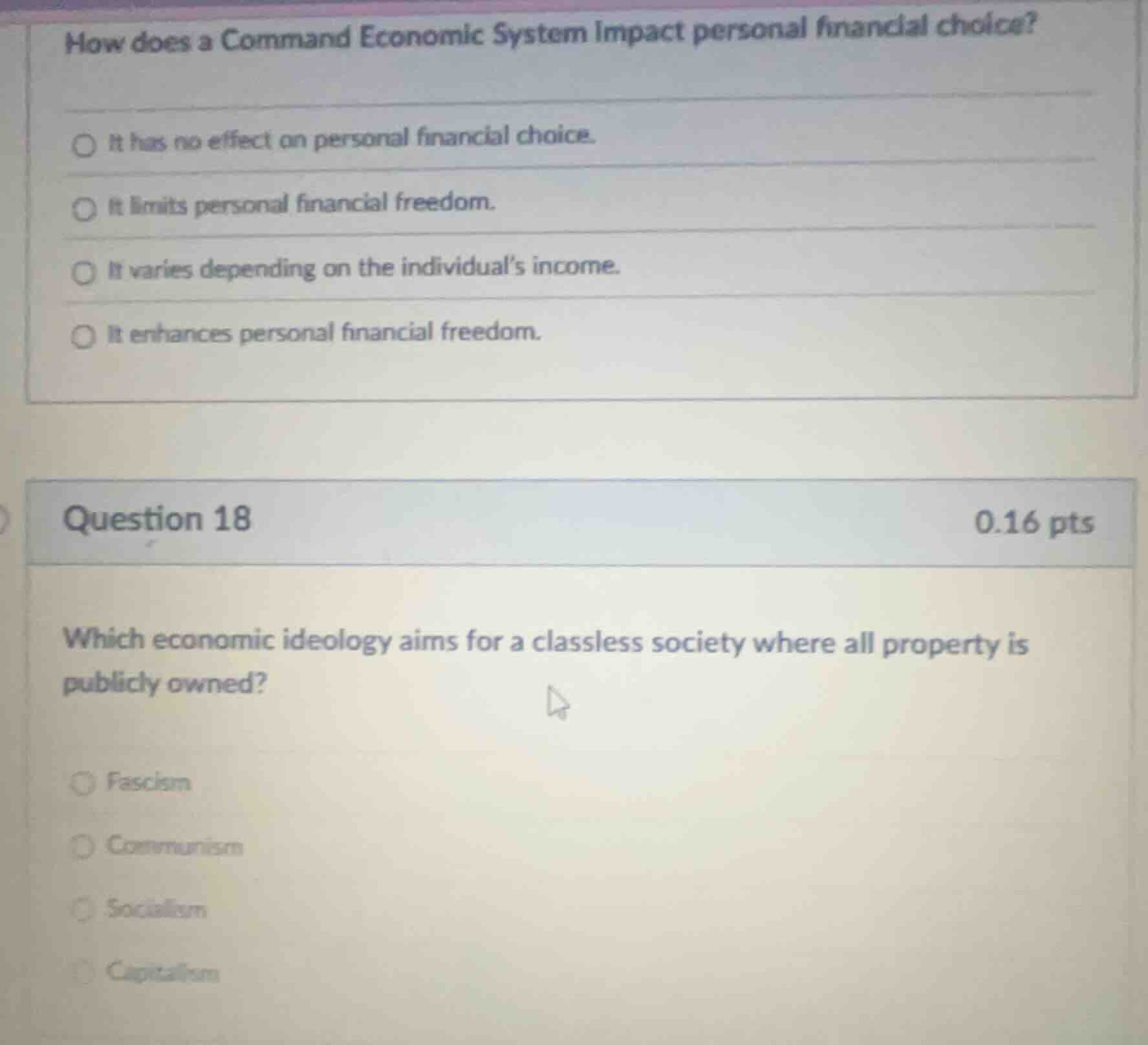 how does a command economic system impact personal financial choice?○ i…