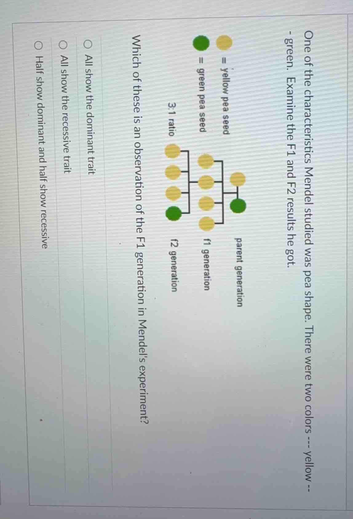 one of the characteristics mendel studied was pea shape. there were two…