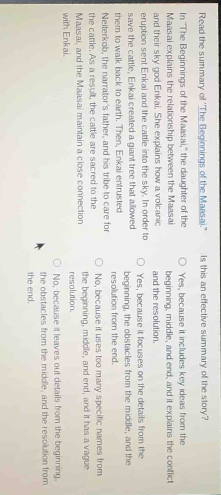 read the summary of *the beginnings of the maasai.* in \the beginnings …