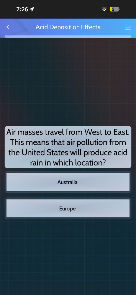acid deposition effects air masses travel from west to east. this means…