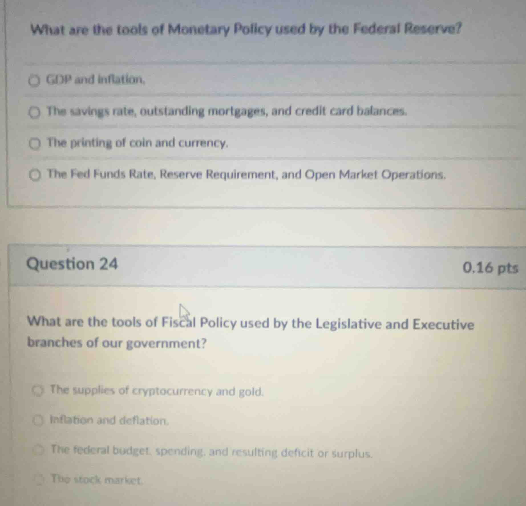 what are the tools of monetary policy used by the federal reserve?○ gdp…