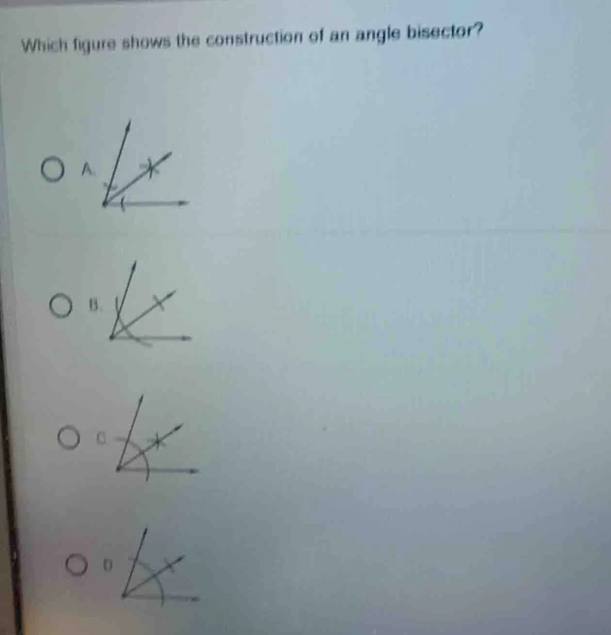 which figure shows the construction of an angle bisector?