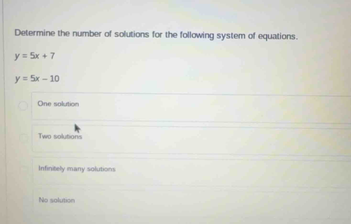 determine the number of solutions for the following system of equations…