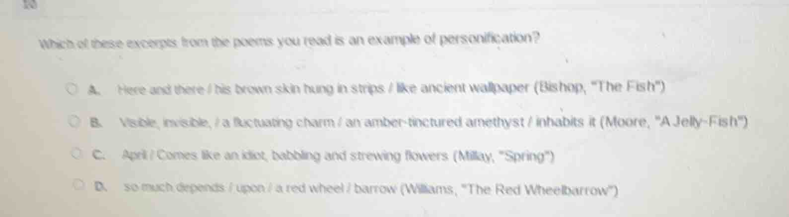 which of these excerpts from the poems you read is an example of person…