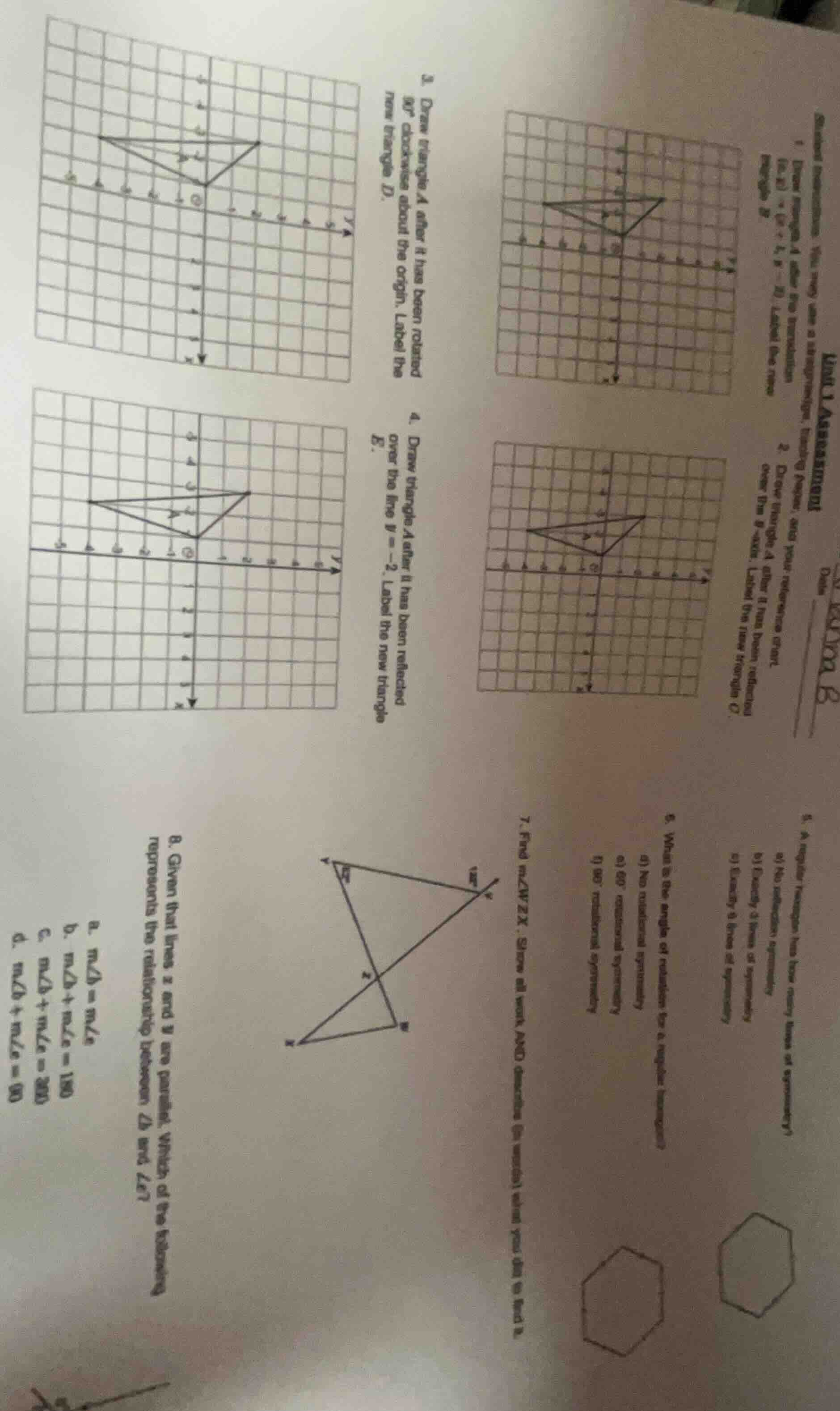 unit 1 assessmentstudent instructions: you may use a straightedge, trac…
