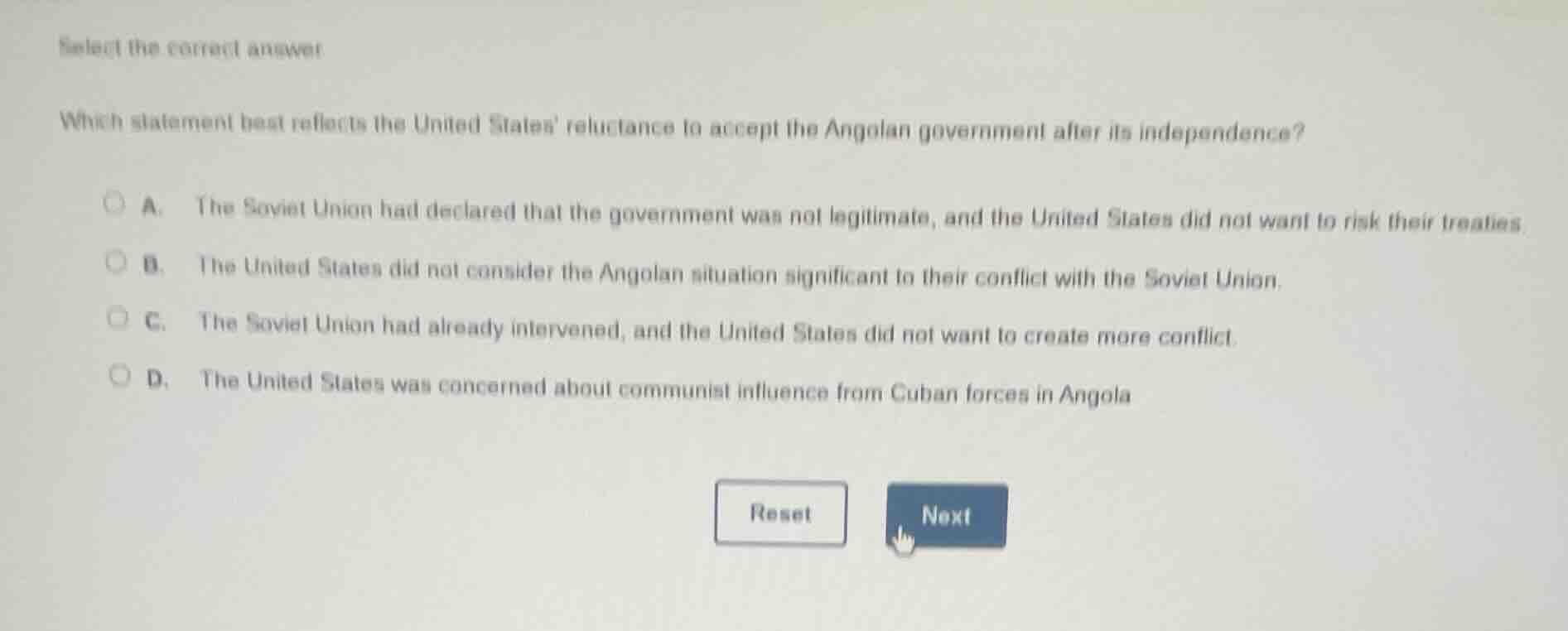 select the correct answer which statement best reflects the united stat…