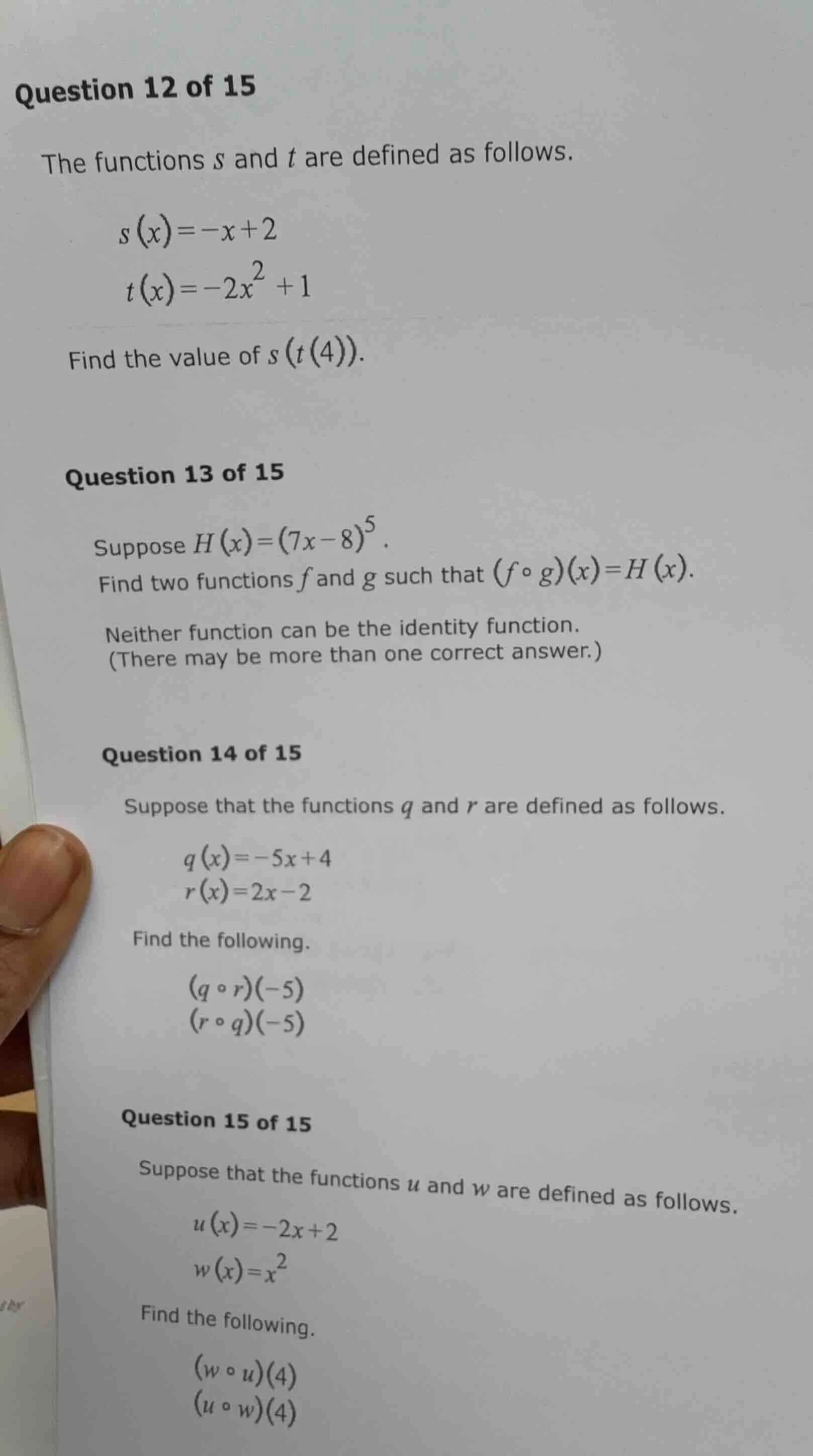 question 12 of 15 the functions s and t are defined as follows. $s(x)=-…