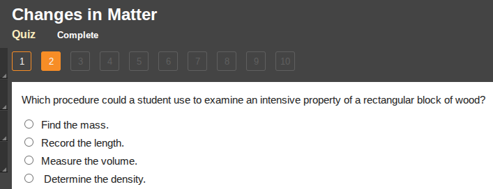 changes in matter quiz complete 1 2 3 4 5 6 7 8 9 10 which procedure co…