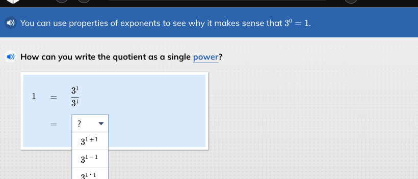you can use properties of exponents to see why it makes sense that $3^0…