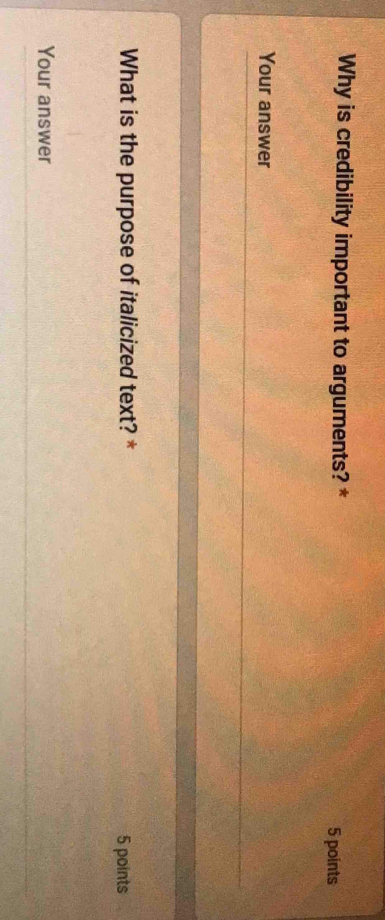 why is credibility important to arguments? * your answer 5 points what …