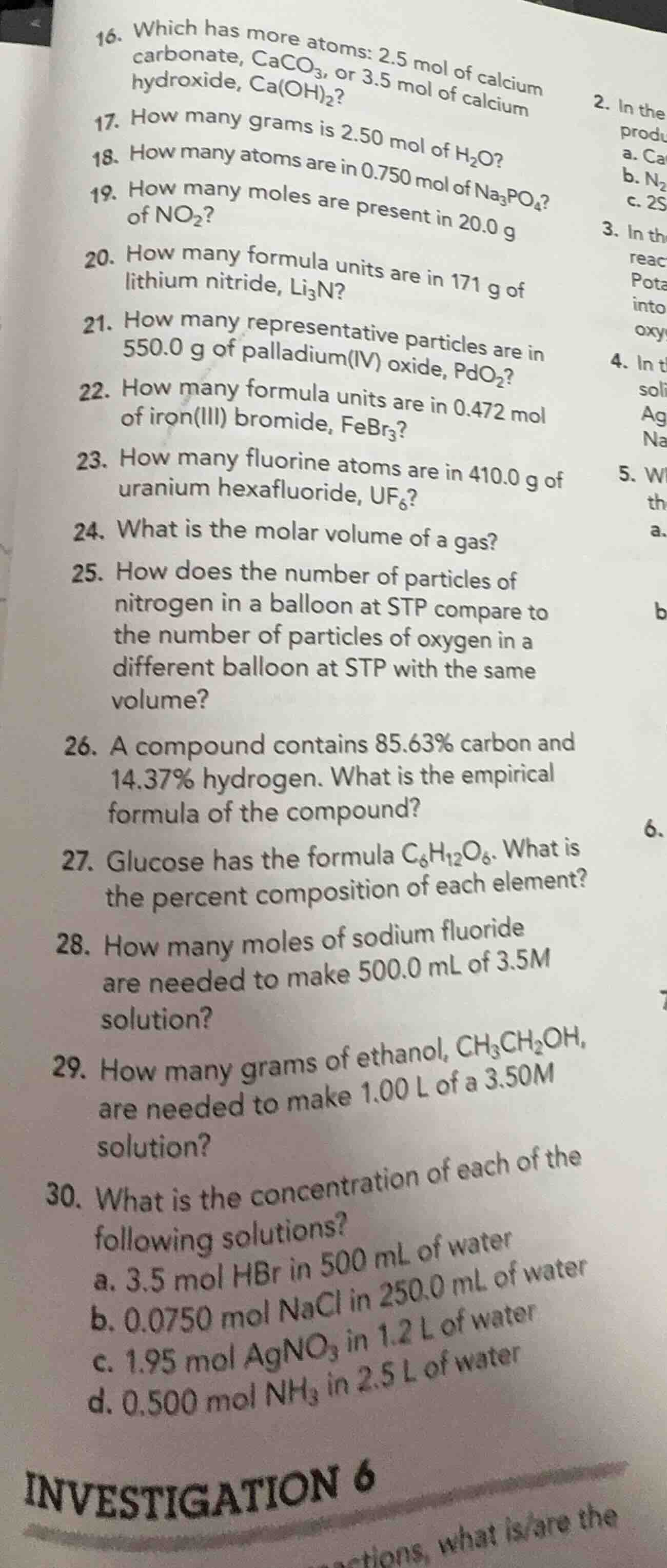 16. which has more atoms: 2.5 mol of calcium carbonate, $\text{caco}_3$…
