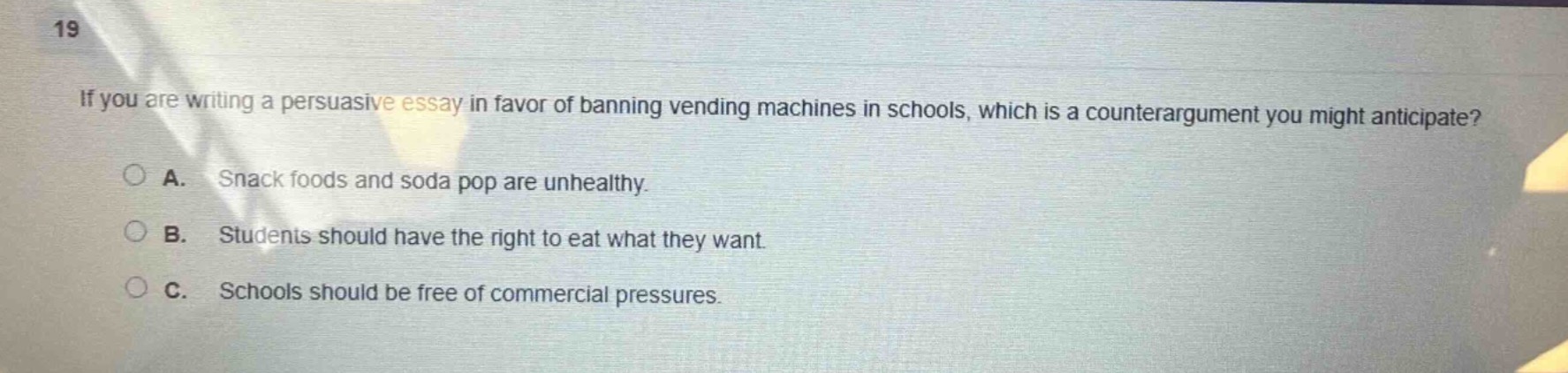 19 if you are writing a persuasive essay in favor of banning vending ma…