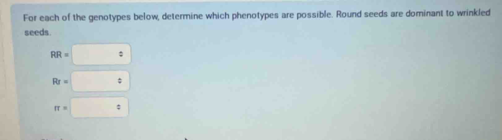 for each of the genotypes below, determine which phenotypes are possibl…
