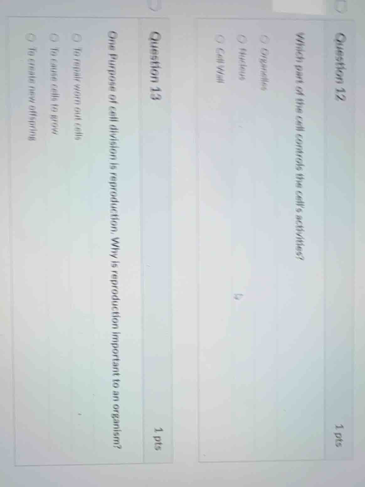 question 12 1 pts which part of the cell controls the cells activities?…