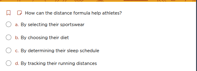 how can the distance formula help athletes? a. by selecting their sport…