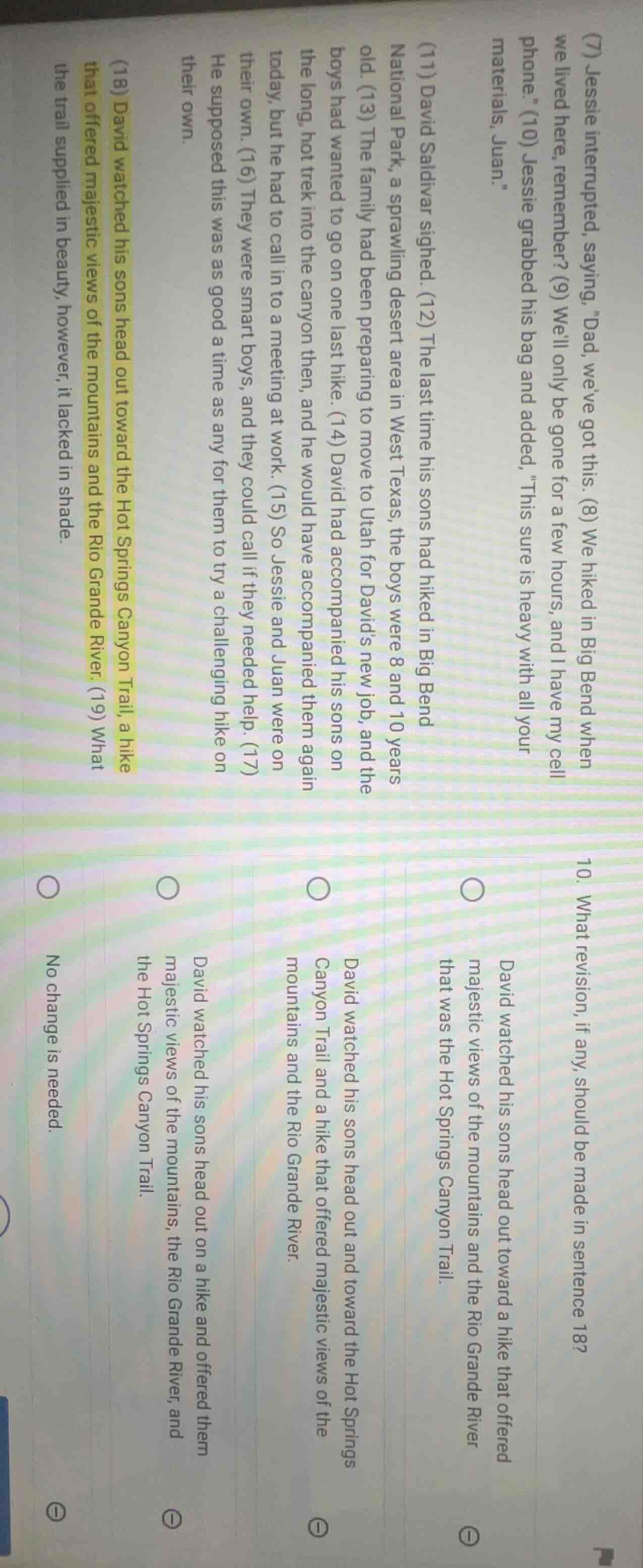 (7) jessie interrupted, saying, \dad, weve got this. (8) we hiked in bi…