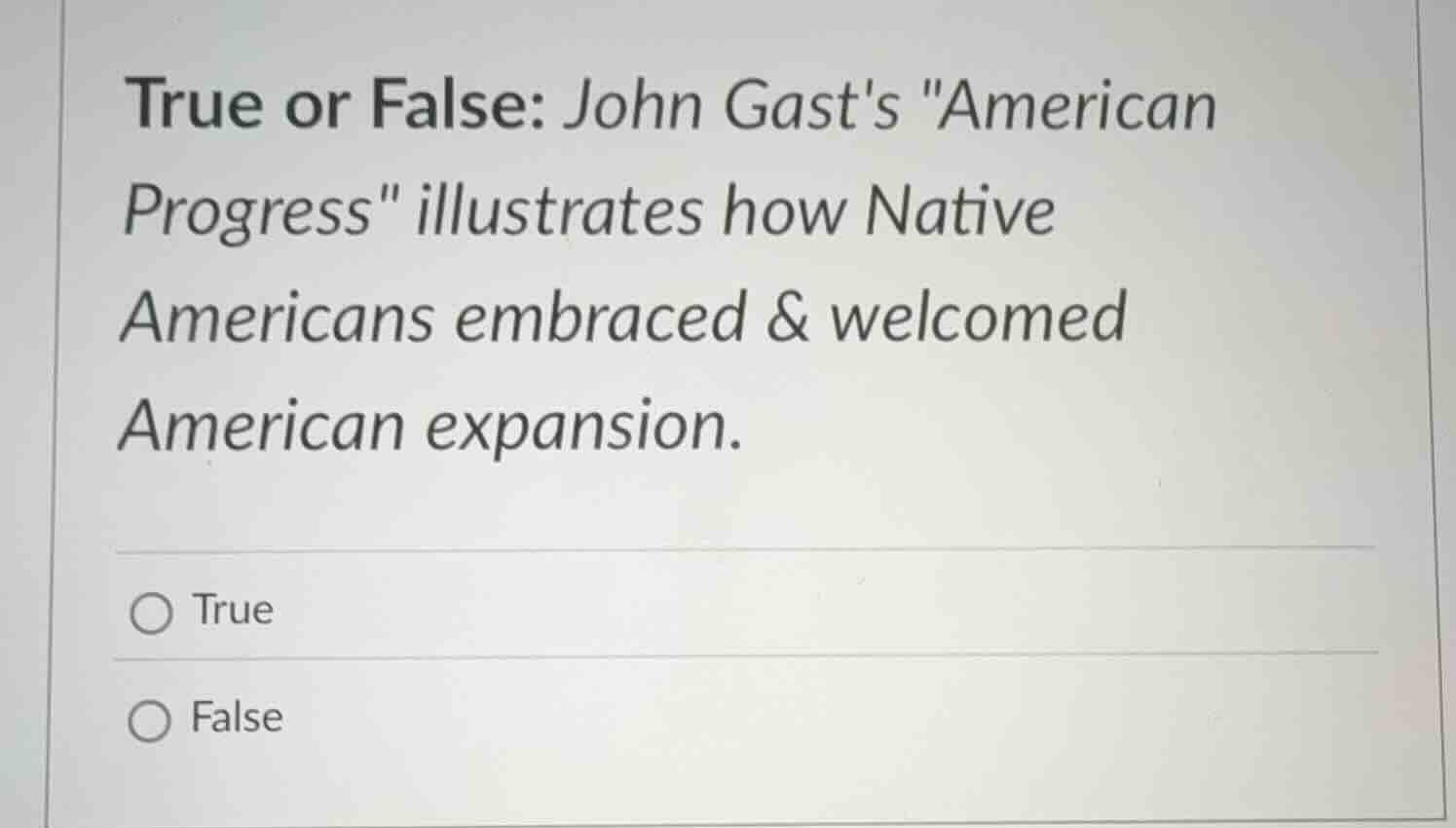 true or false: john gasts \american progress\ illustrates how native am…