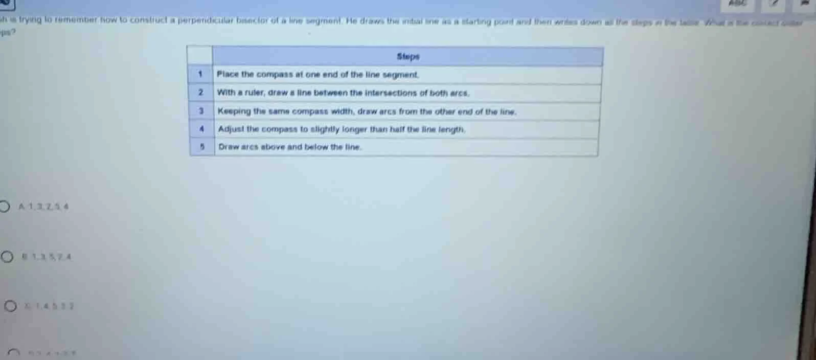 is trying to remember how to construct a perpendicular bisector of a li…
