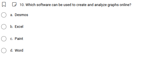 10. which software can be used to create and analyze graphs online? a. …