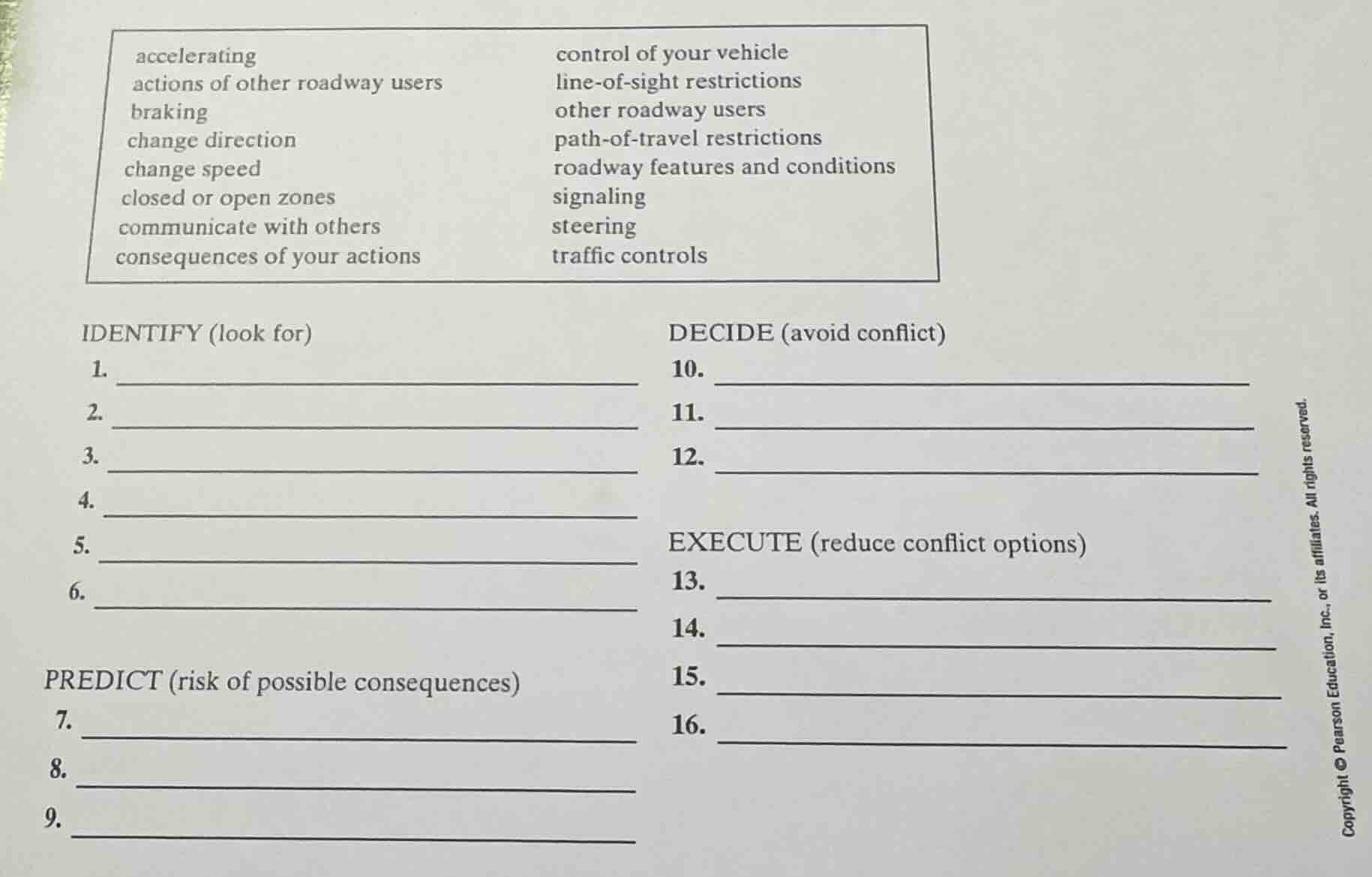 accelerating actions of other roadway users braking change direction ch…