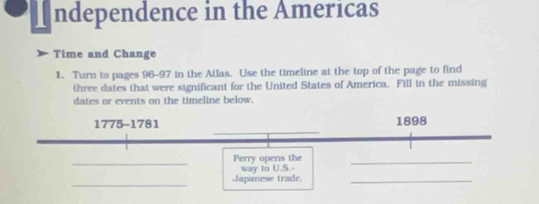 independence in the americas▶ time and change1. turn to pages 96-97 in …