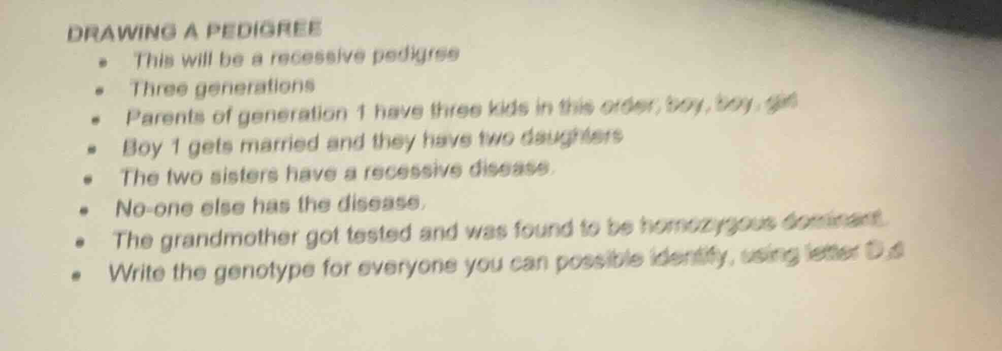 drawing a pedigree - this will be a recessive pedigree - three generati…