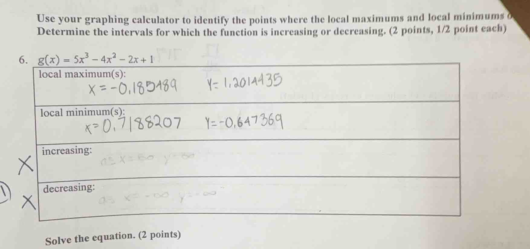 use your graphing calculator to identify the points where the local max…