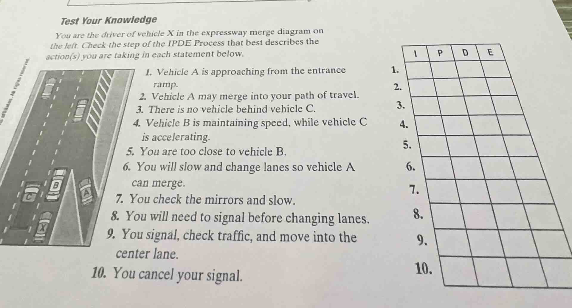 test your knowledge you are the driver of vehicle x in the expressway m…