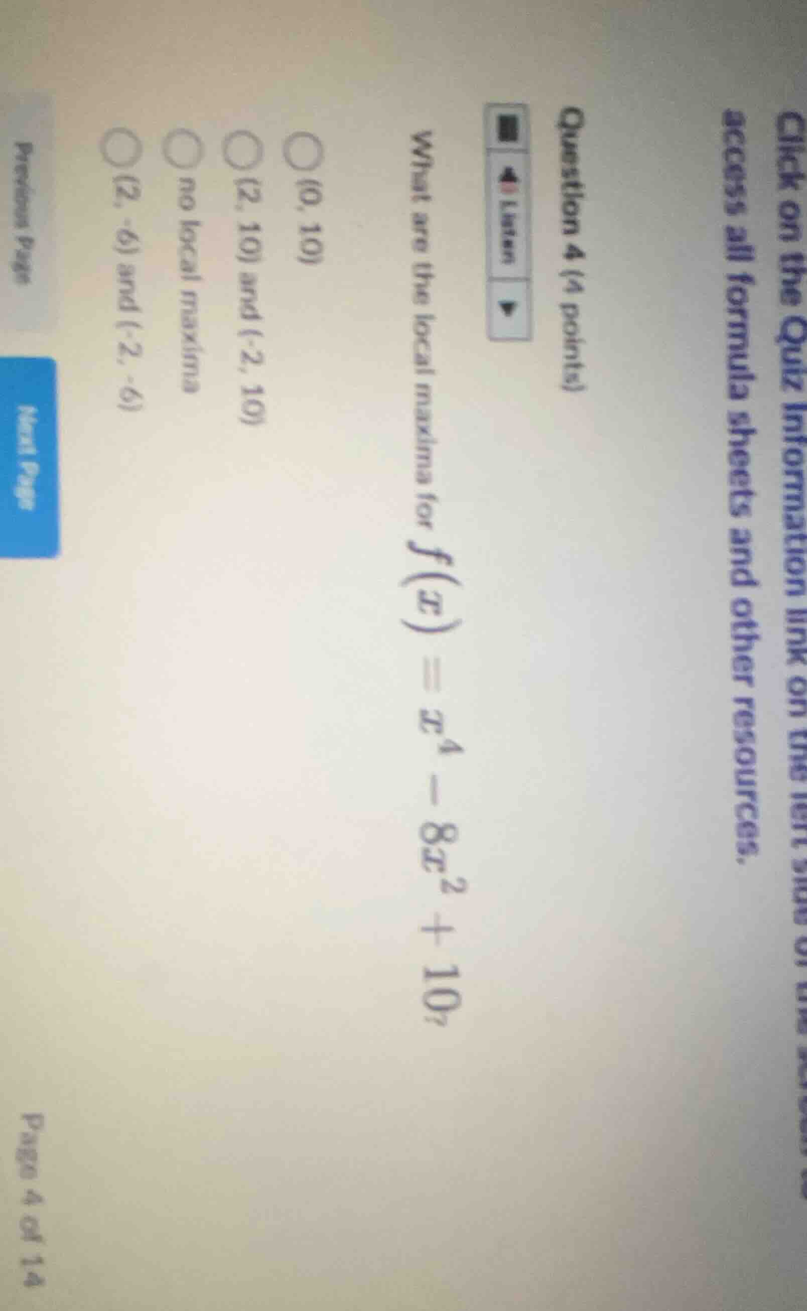 click on the quiz information link on the left side of the screen to ac…