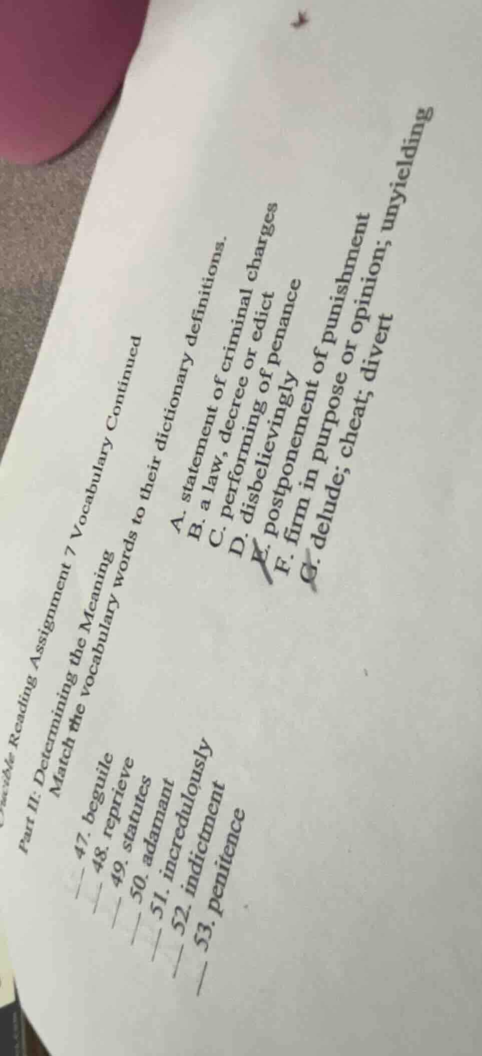 oreible reading assignment 7 vocabulary continued part ii: determining …