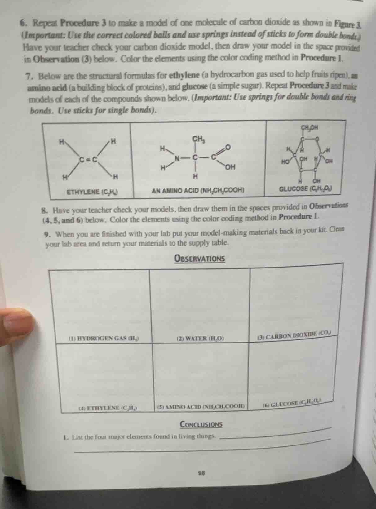 6. repeat procedure 3 to make a model of one molecule of carbon dioxide…