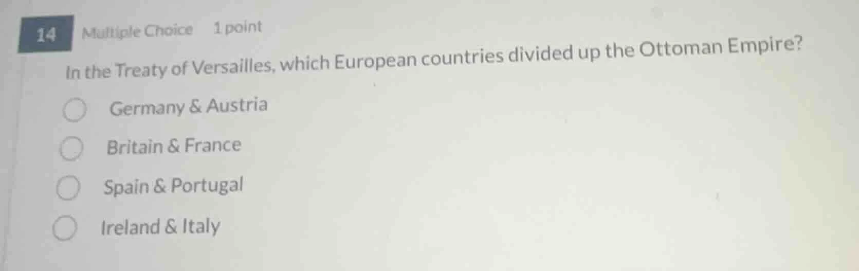 14 multiple choice 1 point in the treaty of versailles, which european …